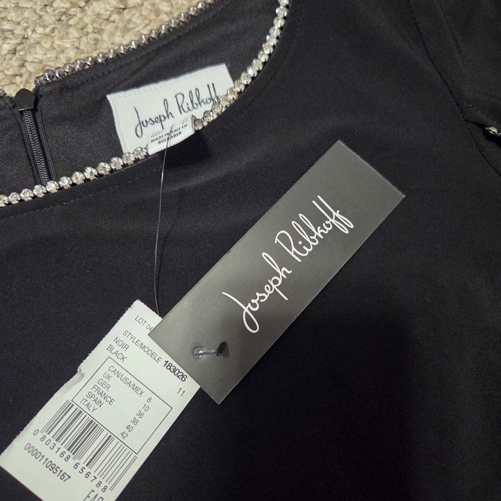 JOSEPH RIBKOFF BLACK RHINESTONE TRIM 'SKYE ON THE TOWN' DRESS US 8 * READ - Picture 4 of 16